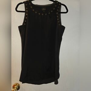 Worthington Black Sleeveless Top with Gold Accents size S